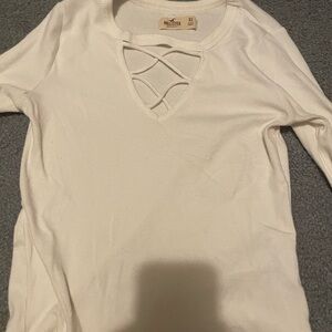 hollister 2014/2016 white long sleeve cross front top xs